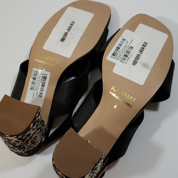 Kaanas~Size 6~Black Leather Sandals Java-Blk. - Picture 5 of 11
